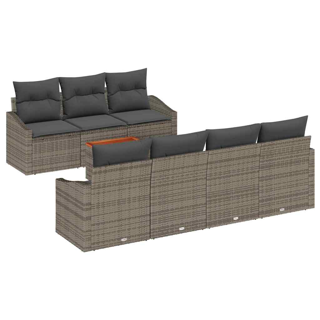 Garden Sofa Set 8 pcs Grey Poly Rattan