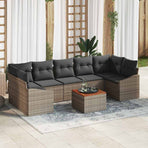 Garden Sofa Set 8 pcs Grey Poly Rattan