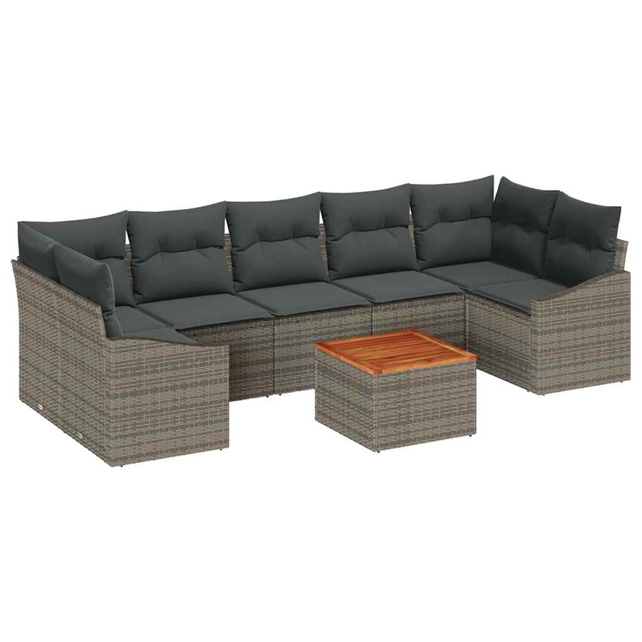 Garden Sofa Set 8 pcs Grey Poly Rattan