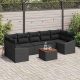 Garden Sofa Set with Storage 8 pcs Black Poly Rattan