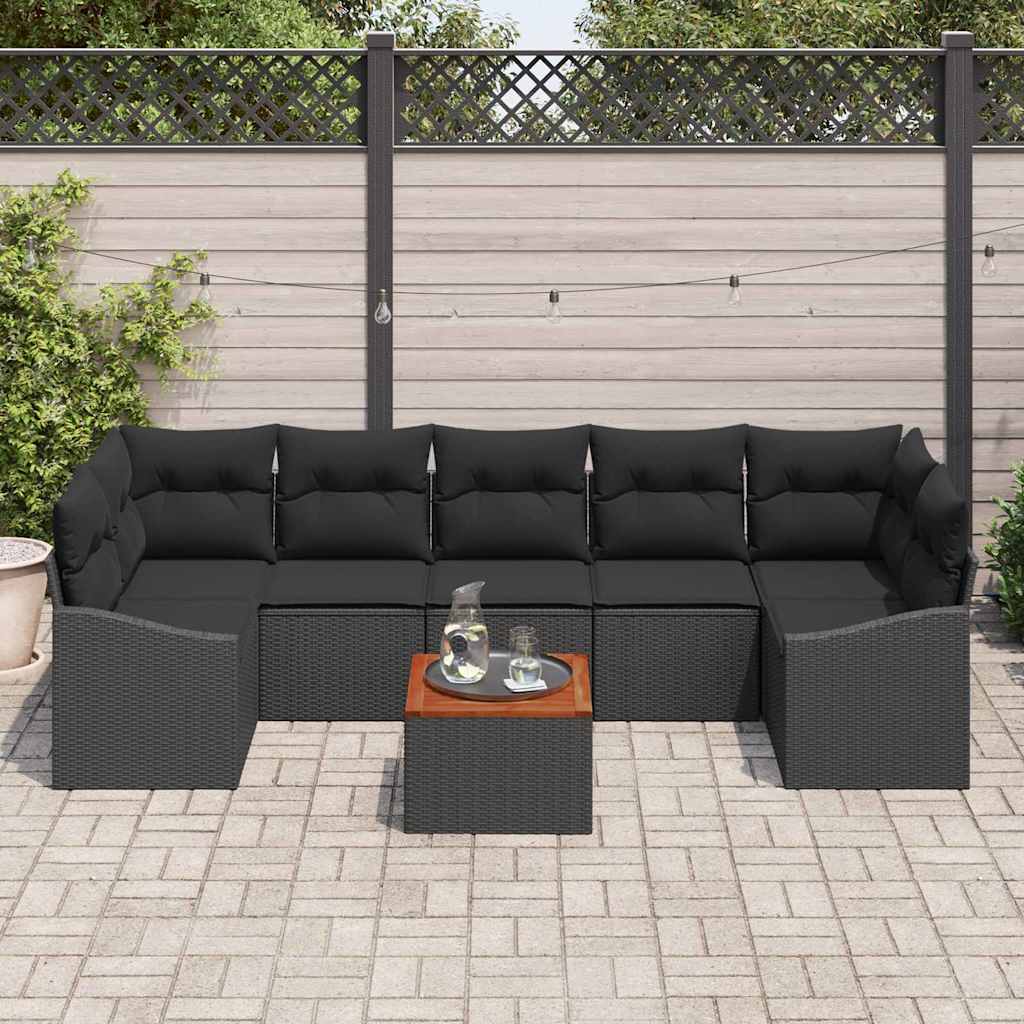 Garden Sofa Set with Storage 8 pcs Black Poly Rattan