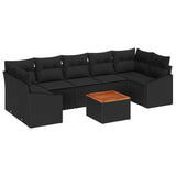 Garden Sofa Set 8 pcs Black - Front View