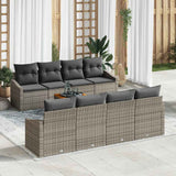 Garden Sofa Set with Storage 9 pcs Grey Poly Rattan