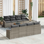 Garden Sofa Set 9 pcs Grey Poly Rattan