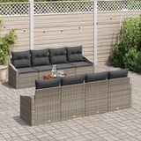 Garden Sofa Set with Storage 9 pcs Grey Poly Rattan