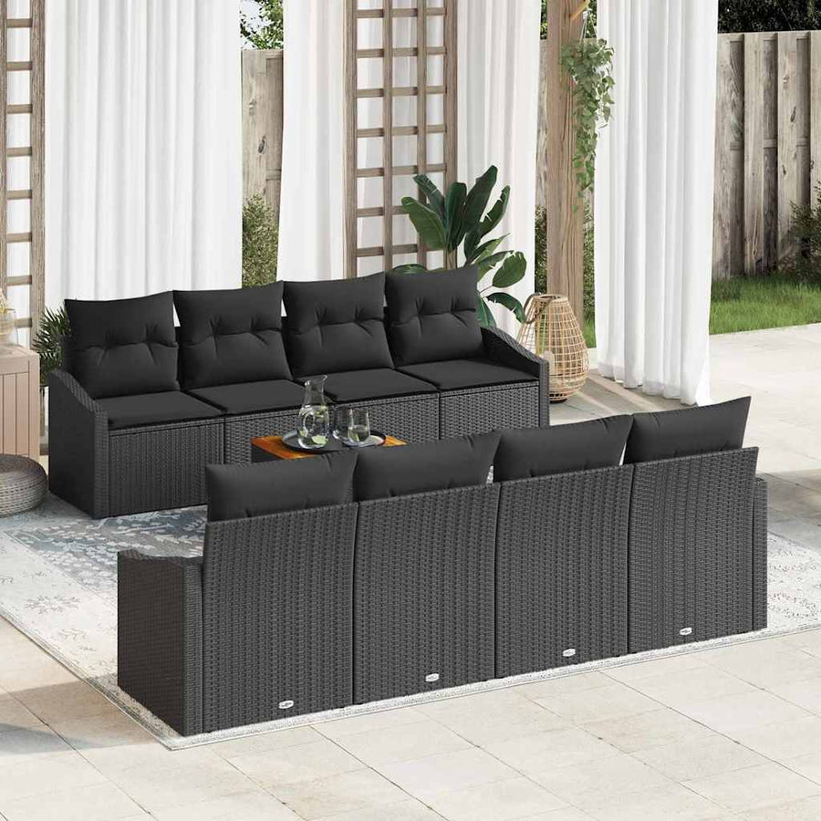Garden Sofa Set 9 pcs Black Poly Rattan