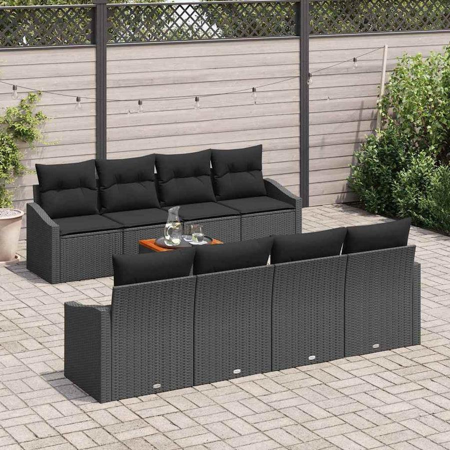 Garden Sofa Set 9 pcs Black Poly Rattan