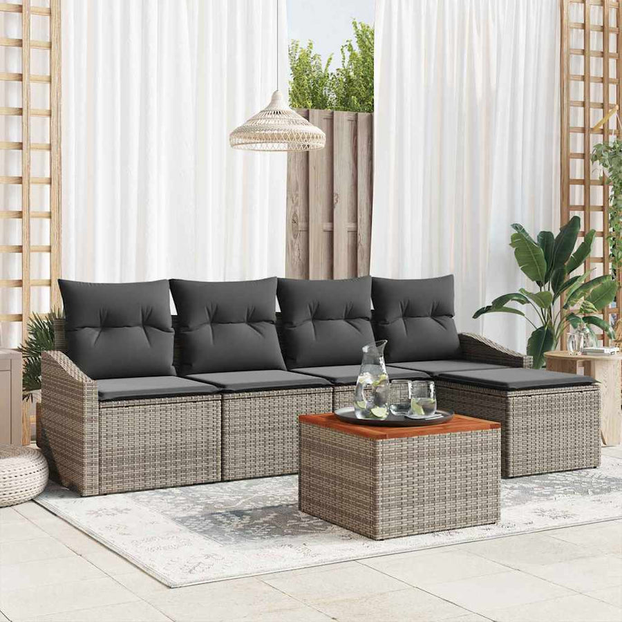 Garden Sofa Set 6 pcs Grey Poly Rattan