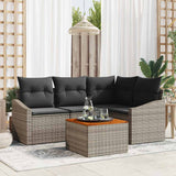 Garden Sofa Set with Storage 5 pcs Grey Poly Rattan