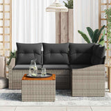 Garden Sofa Set with Storage 5 pcs Grey Poly Rattan