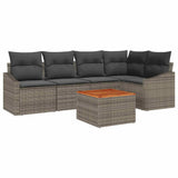 Garden Sofa Set with Storage 6 pcs Grey Poly Rattan