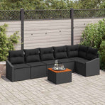 Garden Sofa Set 7 pcs Black Poly Rattan