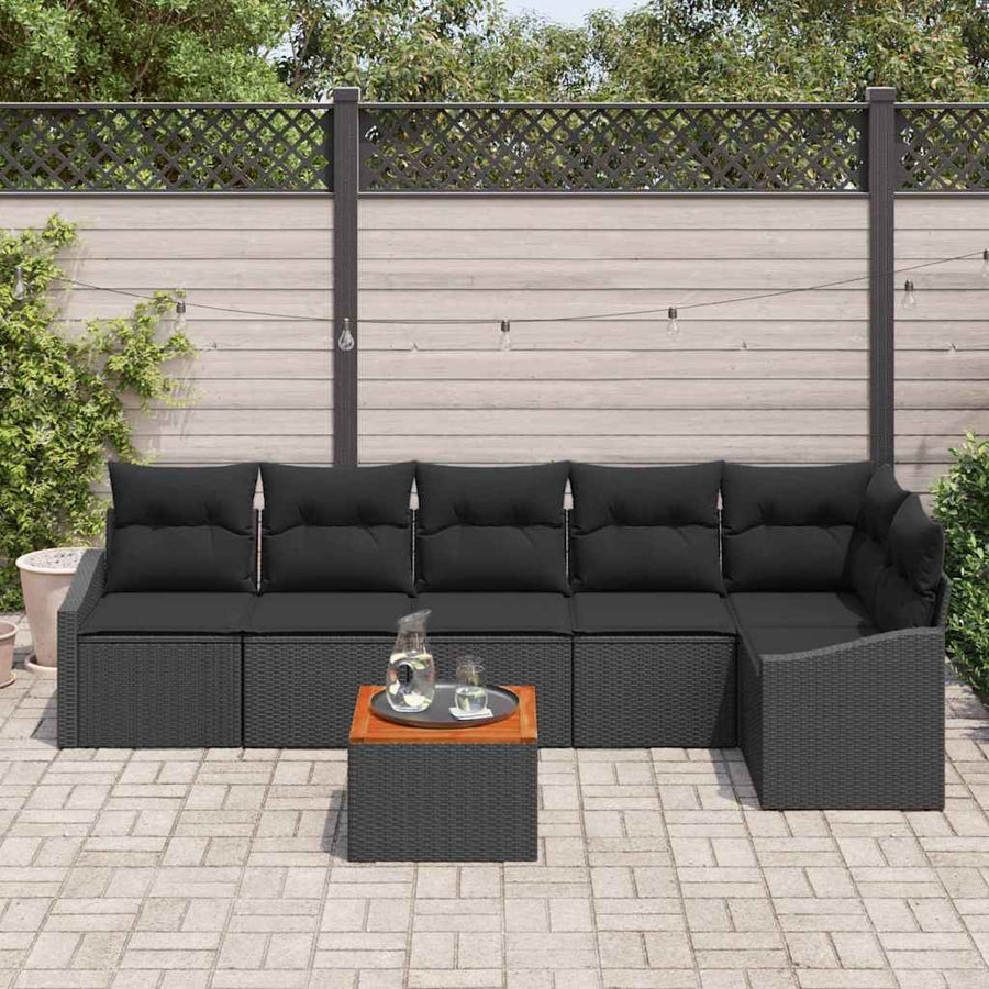 Garden Sofa Set 7 pcs Black Poly Rattan