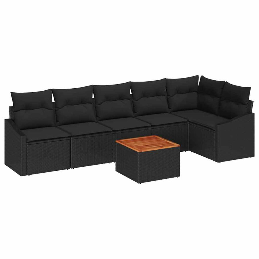 Garden Sofa Set 7 pcs Black Poly Rattan