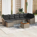Garden Sofa Set 8 pcs Grey Poly Rattan