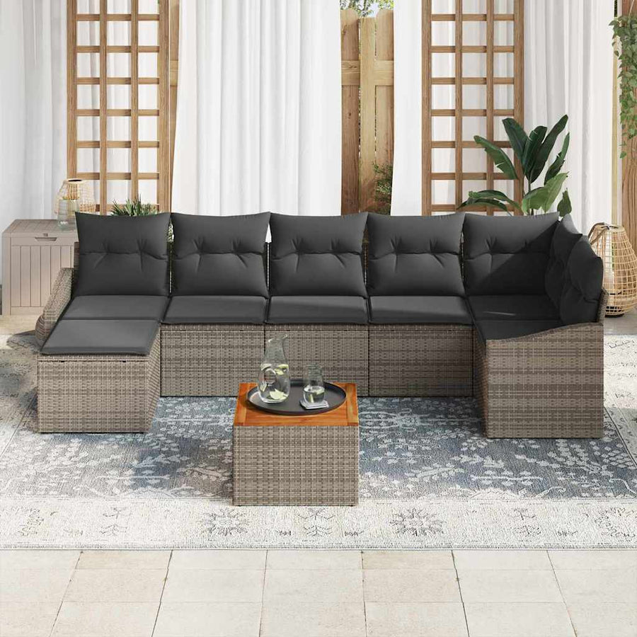 Garden Sofa Set 8 pcs Grey Poly Rattan