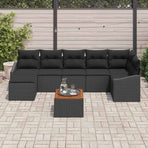 Garden Sofa Set 8 pcs Black Poly Rattan