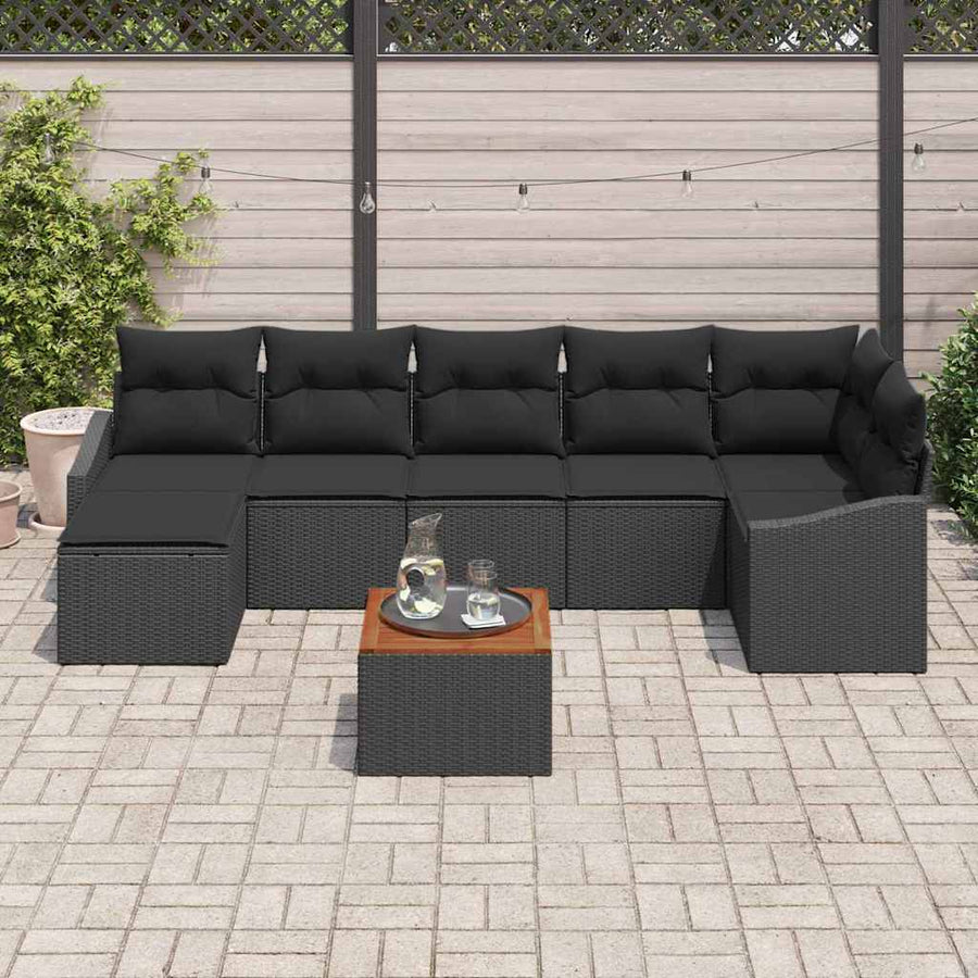 Garden Sofa Set 8 pcs Black Poly Rattan