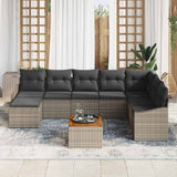 Garden Sofa Set with Storage 9 pcs Grey Poly Rattan
