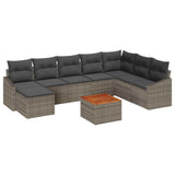 Garden Sofa Set with Storage 9 pcs Grey Poly Rattan