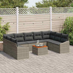 Garden Sofa Set 10 pcs Grey Poly Rattan