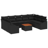 Garden Sofa Set 10 pcs Black - Front View