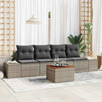 Garden Sofa Set 5 pcs Grey Poly Rattan