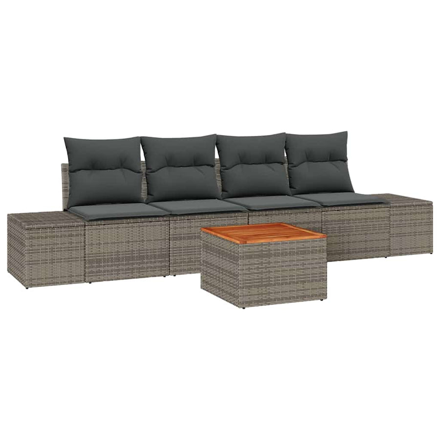 Garden Sofa Set 5 pcs Grey Poly Rattan