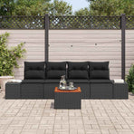 Garden Sofa Set 5 pcs Black Poly Rattan
