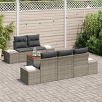 Garden Sofa Set 6 pcs Grey Poly Rattan