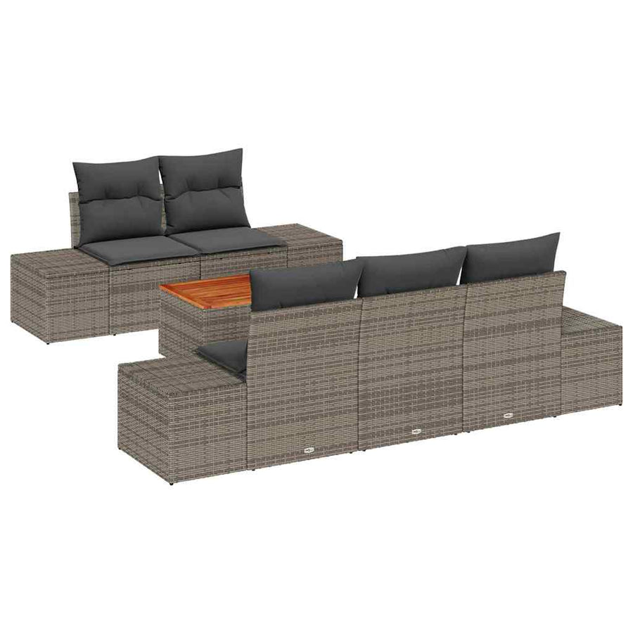 Garden Sofa Set 6 pcs Grey Poly Rattan