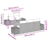 Garden Sofa Set 6 pcs Grey - Low Angle