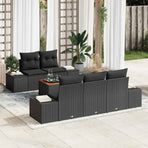 Garden Sofa Set 6 pcs Black Poly Rattan