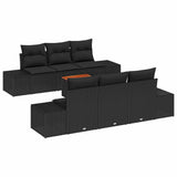 Garden Sofa Set 7 pcs Black - Front View