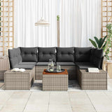 Garden Sofa Set with Storage 7 pcs Grey Poly Rattan