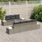 Garden Sofa Set 8 pcs Grey Poly Rattan