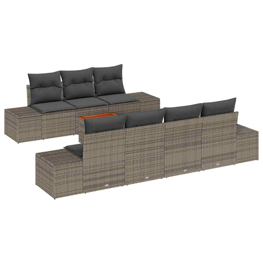 Garden Sofa Set 8 pcs Grey Poly Rattan