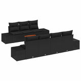 Garden Sofa Set 8 pcs Black - Front View