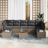 Garden Sofa Set with Storage 8 pcs Grey Poly Rattan