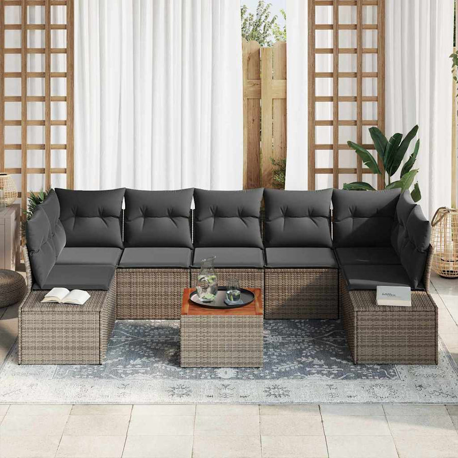 Garden Sofa Set 8 pcs Grey Poly Rattan