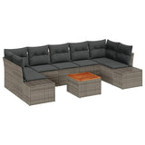 Garden Sofa Set 8 pcs Grey - Front View