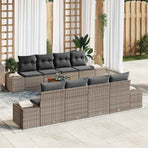 Garden Sofa Set 9 pcs Grey Poly Rattan
