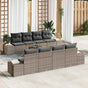 Garden Sofa Set 9 pcs Grey Poly Rattan