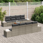 Garden Sofa Set 9 pcs Grey Poly Rattan