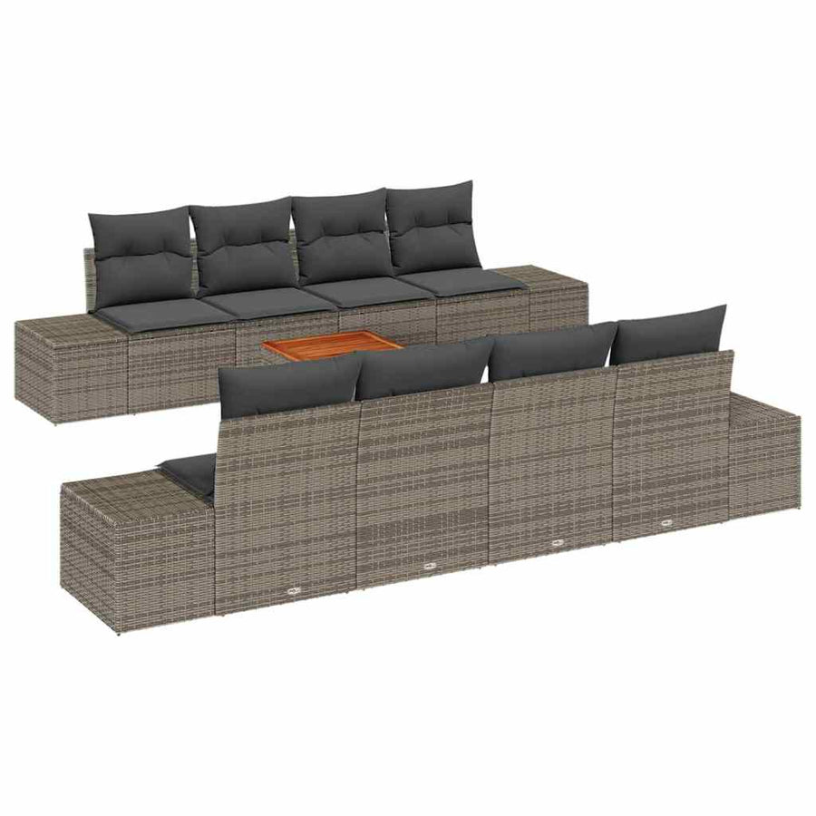Garden Sofa Set 9 pcs Grey Poly Rattan