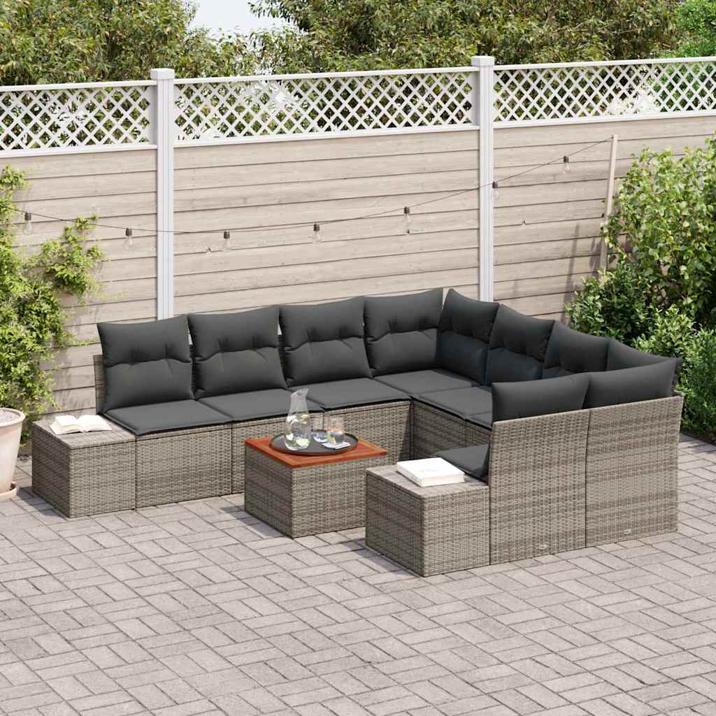 Garden Sofa Set 9 pcs Grey