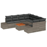 Garden Sofa Set 9 pcs Grey - Front View