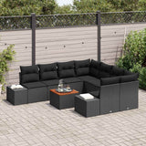 Garden Sofa Set with Storage 9 pcs Black Poly Rattan - Side View