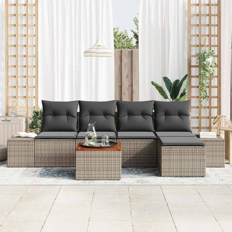 Garden Sofa Set 6 pcs Grey Poly Rattan