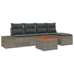 Garden Sofa Set 6 pcs Grey Poly Rattan